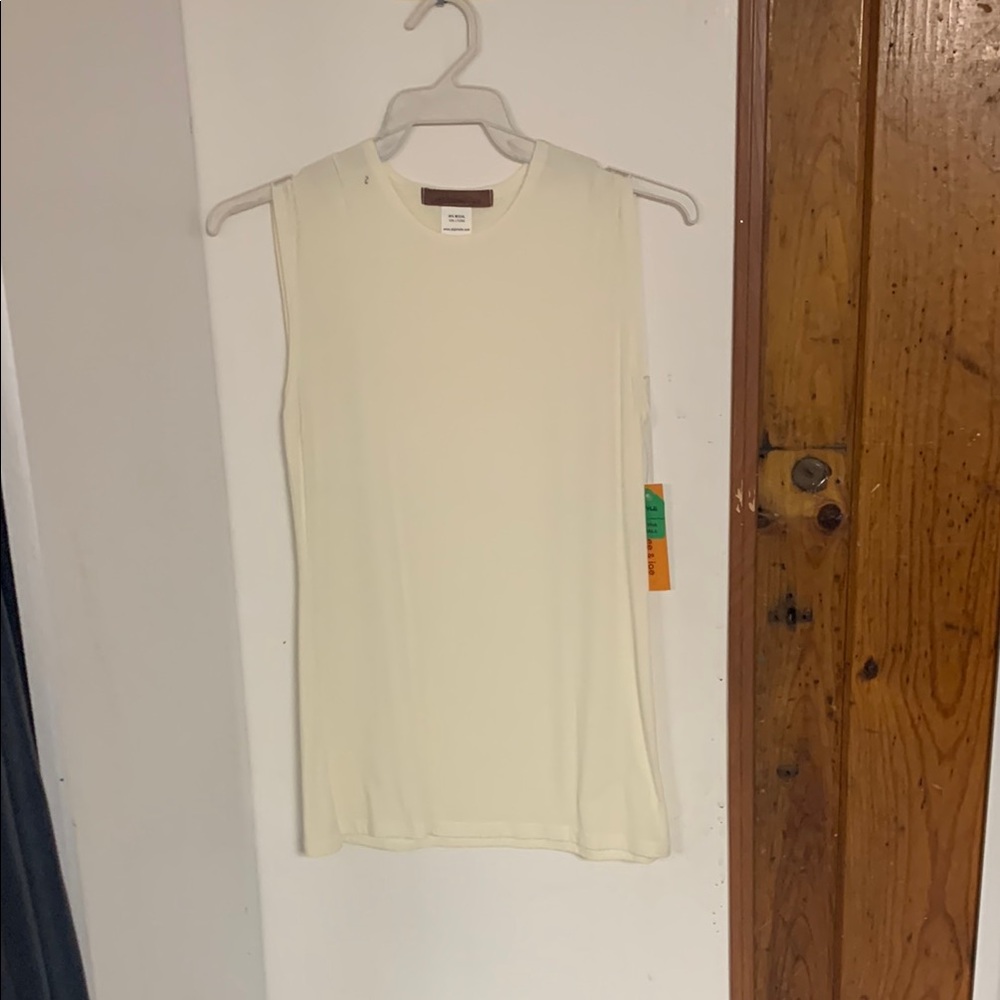 Cream Ribbed Sleeveless Tank Top
